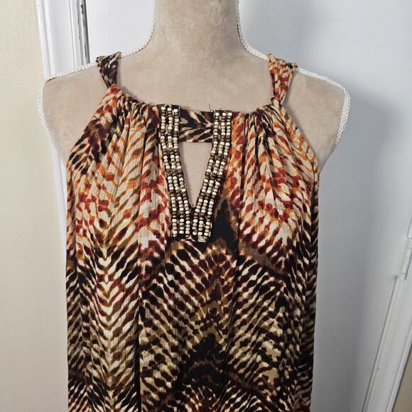 Catherines Beaded Long Maxi Dress Womens Plus Sz 2X Indie Sleeveless Boho Resort - Picture 3 of 6